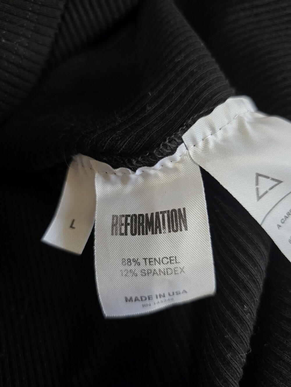 Reformation Cardinal Black Ribbed Mini Dress Size Large - Picture 11 of 11